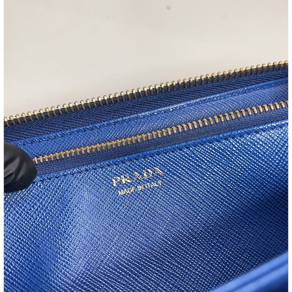 Prada Sapphire Saffiano Leather Zip‎ around Wallet - Picture 11 of 13